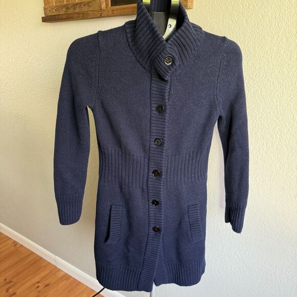 Banana Republic 100% Merino Wool Longline Button Front Cardigan Sweater Heavy M - Picture 1 of 6